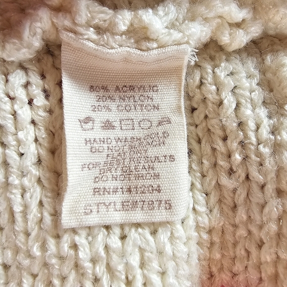 HEM & THREAD Women's Soft Oversized Cream Striped Pullover Knit Sweater - Picture 10 of 13